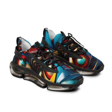 Abstraction Men's Mesh Sneakers 100% Polyester, Abstract Running Shoes, Lightweight & Breathable Athletic Footwear, Modern Art Streetwear