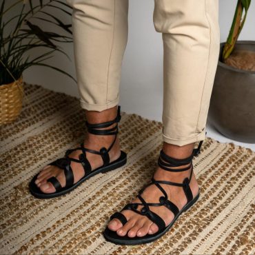 Gladiator leather sandals men, Lace up summer shoes, Flat leather strappy sandals