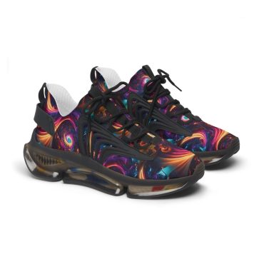 Mystic Vortex Women's Mesh Sneakers 100% Polyester, Abstract Swirl Athletic Shoes, Cosmic Running Sneakers, Spiritual Streetwear Footwear