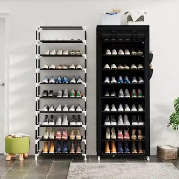 10-Tier Compact Shoe Rack – Space-Saving 9-Lattice Organizer with Non-Woven Fabric Cover