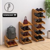 DIY Shoe Rack Digital Plan, Wooden Entryway Organizer Shelf, CNC Cut File Download