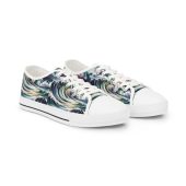 Artistic Wave Sneakers, Unique Canvas Shoes, Fashionable Low Tops, Casual Footwear, Perfect Gift for Ocean Lovers, Trendy Everyday Wear